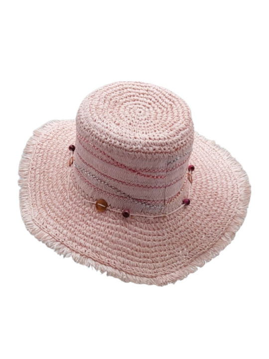 Brims and Trims Γυναικείο Ψάθινο Καπέλο Floppy Ροζ