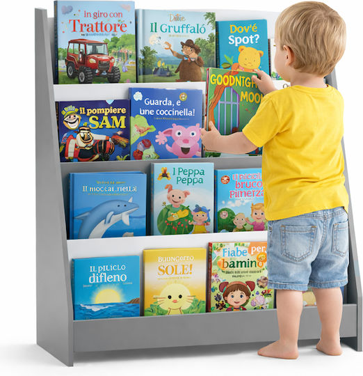 Wooden Floor Bookcase Gray 80x30x88cm