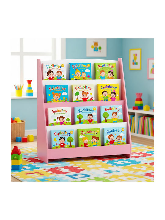 Wooden Floor Bookcase Pink 80x30x88cm