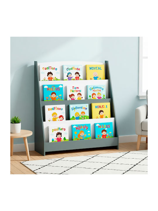 Wooden Floor Bookcase Gray 80x30x88cm