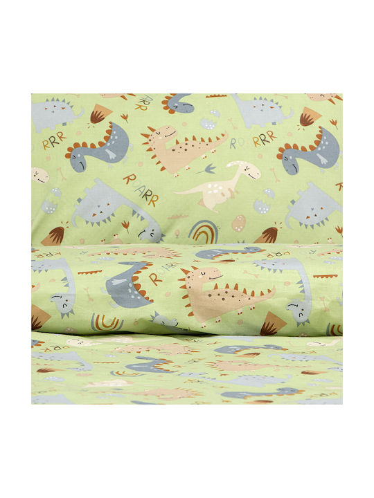 Lino Home Jurrasic Nap Set Kinderbettbezüge Einzel mit Kissenbezug Grün 160x240cm