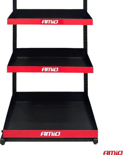Amio – Product Stand 3 Shelves & 24 Hooks Fixed Installation & Professional Display – 1 Piece 04803/am