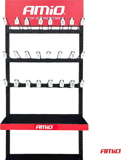 Amio – Product Stand 3 Shelves & 24 Hooks Fixed Installation & Professional Display – 1 Piece 04803/am