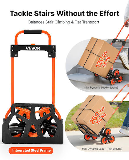 Vevor Collapsible Transport Trolley for Load Weight up to 54kg in Gray Color