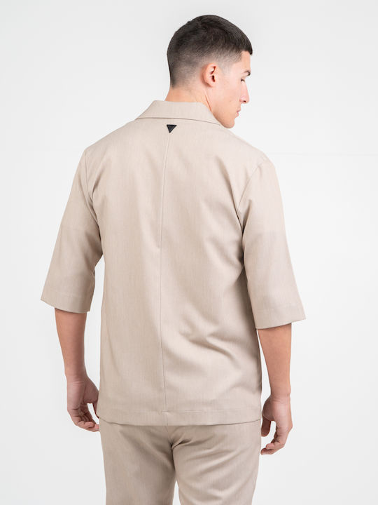 Langärmeliges Overshirt Beige
