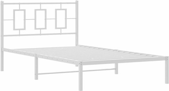 Pat Metalic Alb Cu Plăci Pentru Saltea 107x203cm
