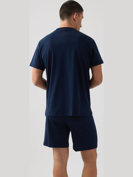 Minerva Sommer Herrenpyjama Baumwollene Marine