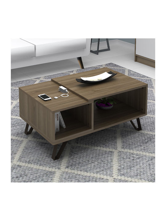 Rectangular Central Coffee Table Don Wooden Walnut W90xL55xH44cm