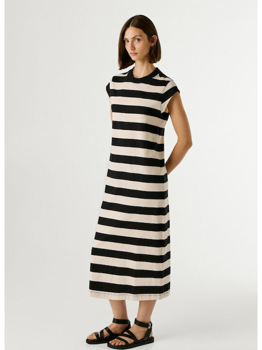 Summer Midi Dress with Tearing Black