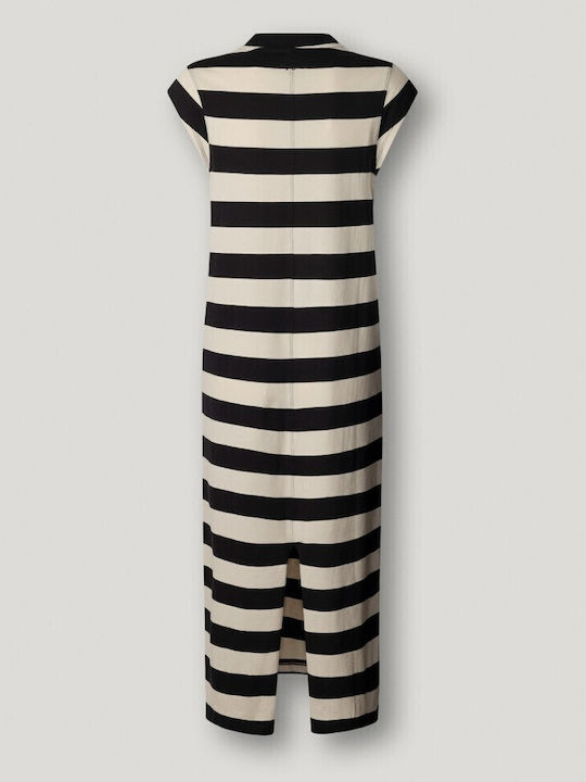 Summer Midi Dress with Tearing Black