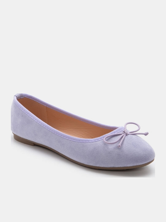 Damen Ballerinas Spitz zulaufend in Lila Farbe