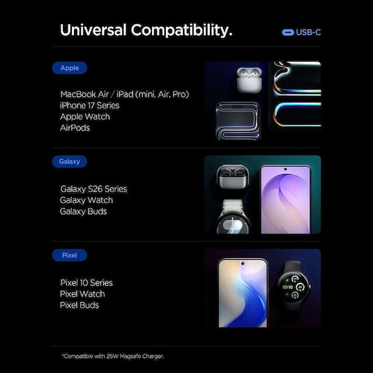 Spigen Φορτιστής GaN με Θύρα USB-C και Καλώδιο USB-C - USB-C 45W Power Delivery Μαύρος (ArcStation Essential)