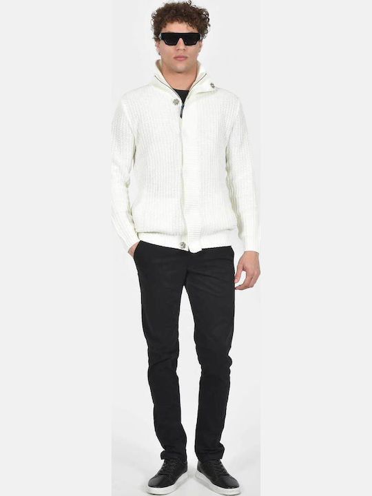 Herren Gestrickte Jacke mit Buttons Ecru
