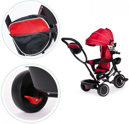 Ecotoys Tricicletă Pentru Copii Transformabilă cu Mâner Pentru Părinți 3 în 1 Pentru 1-5 Ani Roșie