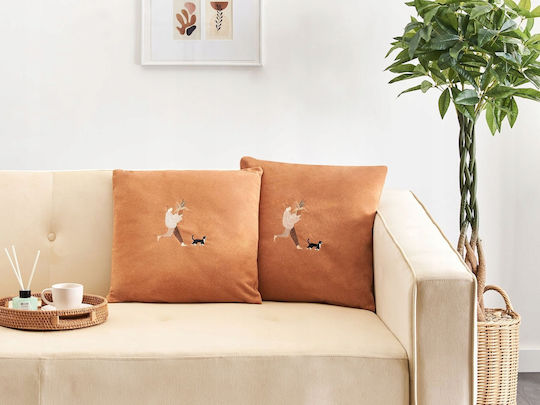 Beliani Throw Pillow Orange 2 Pieces 45x45cm
