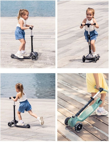 Q Play Kids Foldable Sparkling 3-Wheel Scooter with LED Lighting for 3+ Years Green