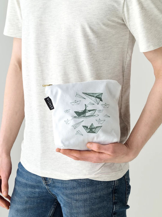 Τσαντάκι Νεσεσέρ Υφασμάτινο Bolsalino 263 22x18 White-green Kentia
