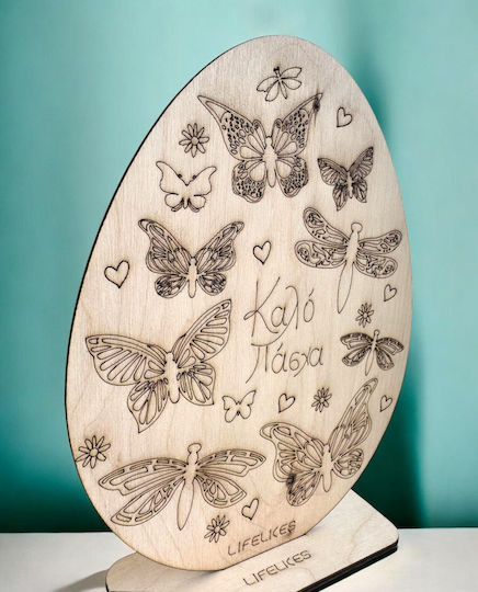 Wooden Easter Egg with Butterfly Base