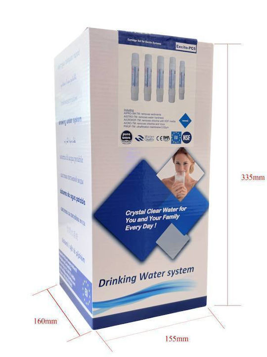Water Filter Cartridge for Faucet / Under Sink from Activated Carbon 5" 5 μm