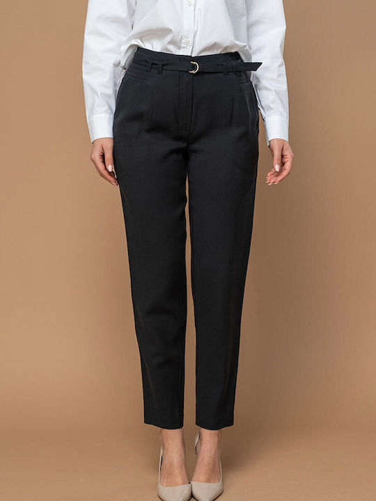 Ilaria Damen Stoffhose Mit Hochgebirge Passform Schwarz