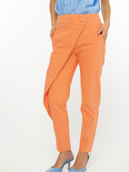 Vanessa Pantaloni Dama Tesatura Tapered Linie Portocalii