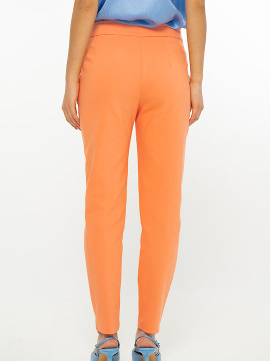 Vanessa Pantaloni Dama Tesatura Tapered Linie Portocalii