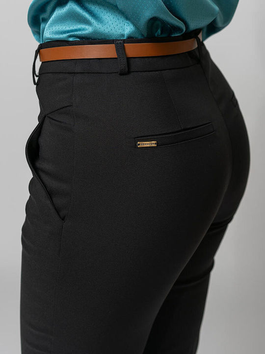 Triana Pantaloni Dama Din Țesătură În Linie Tapered Negru