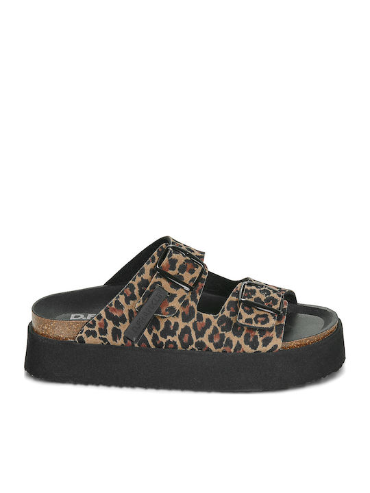 Vibe Biochampion Women's Flat Sandals Brown DFSH414003-Leop