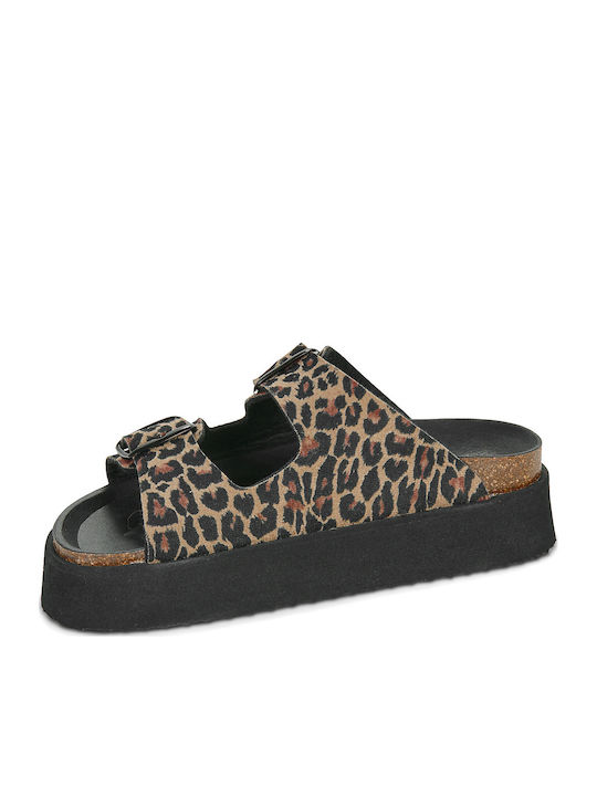Vibe Biochampion Women's Flat Sandals Brown DFSH414003-Leop