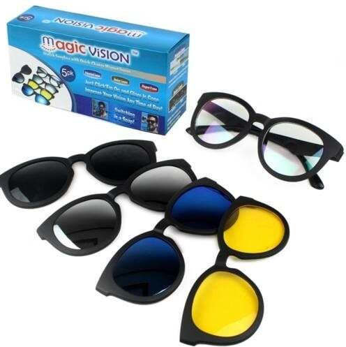 3-in-1 Sunglasses Interchangeable Lenses Magic Vision Foxmag24 Black