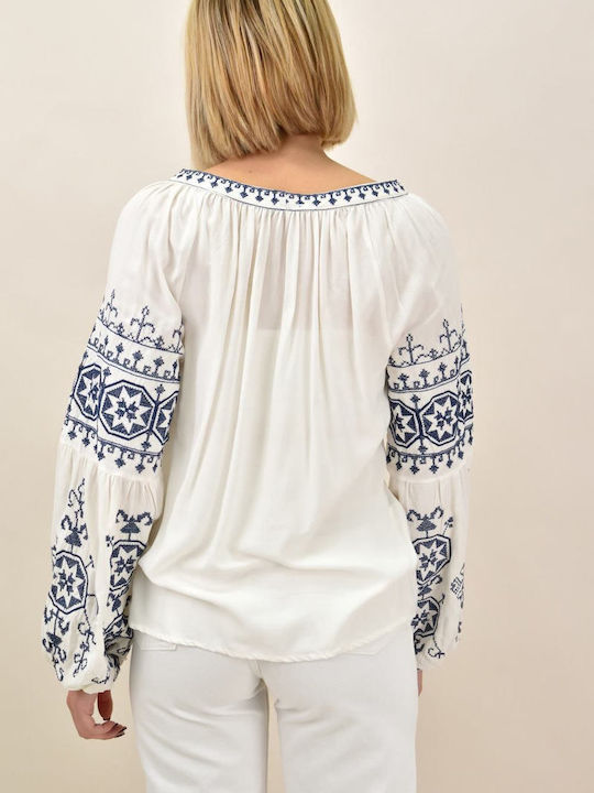 Women's Crop Cotton Top with V-Neckline White
