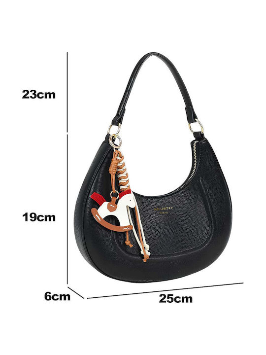 Gallantry Ultra-Elegante Strukturiert Halbrund Schulter Handtasche Damen Schwarz