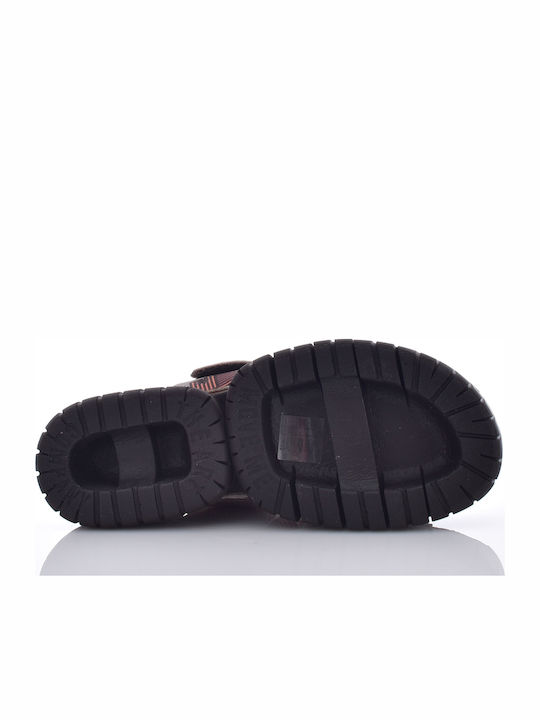Leder Flache Damen Sandalen Braun