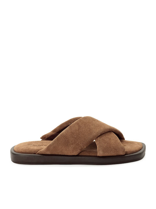 Damen Flache Sandalen Braun