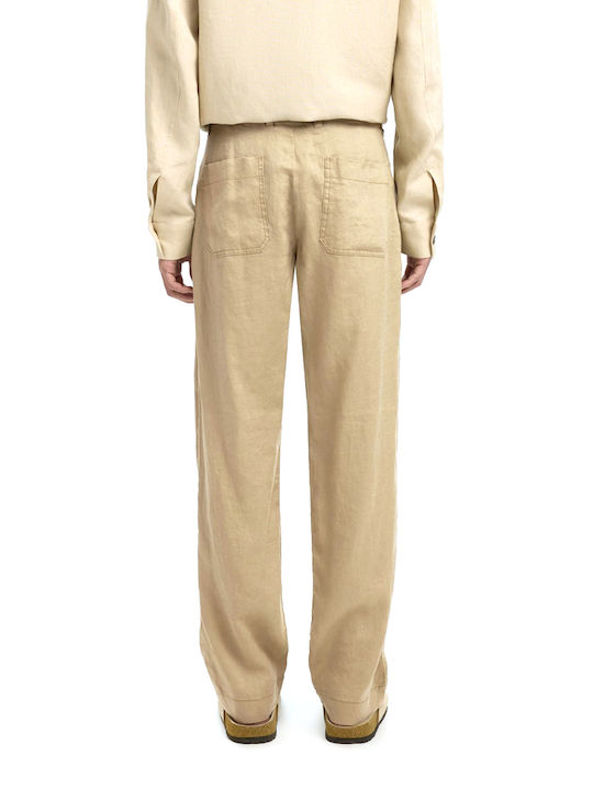 Selected Trousers In Straight Leg Beige