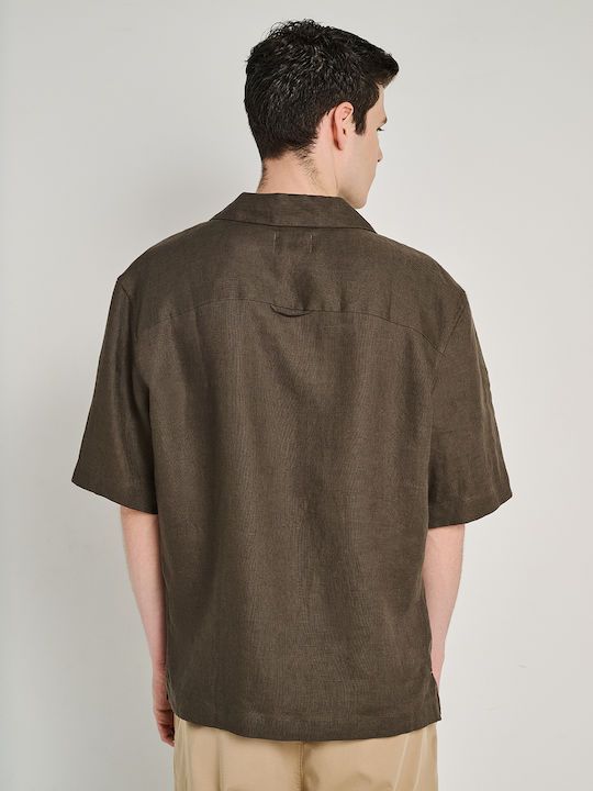 Short Sleeve Linen Shirt Brown 61-202.055.N0049