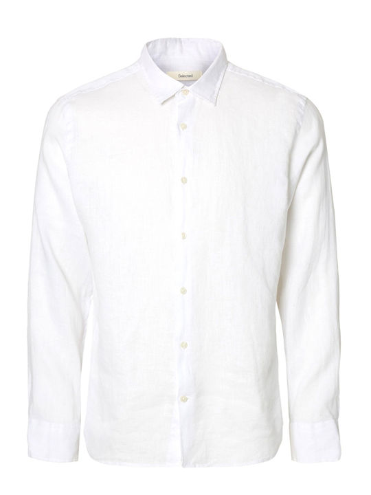 Kylian Long Sleeve Linen Shirt in Regular Fit White
