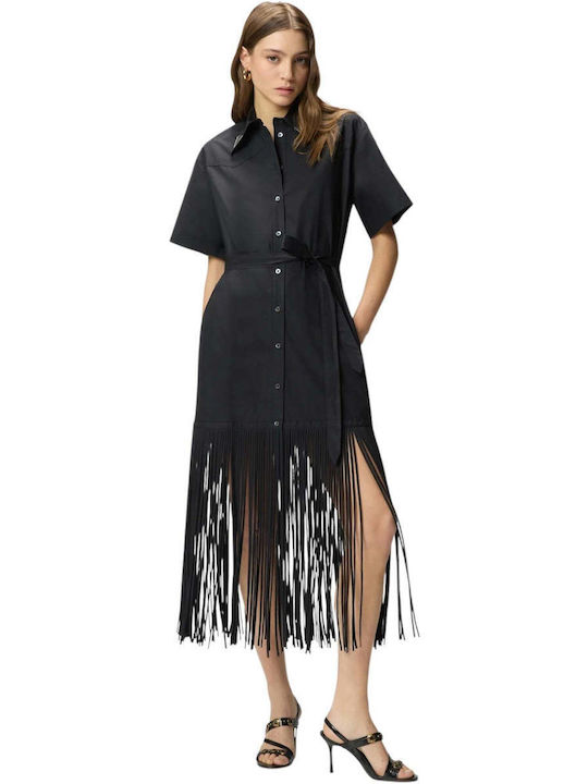 Summer Maxi Shirt Dress Black