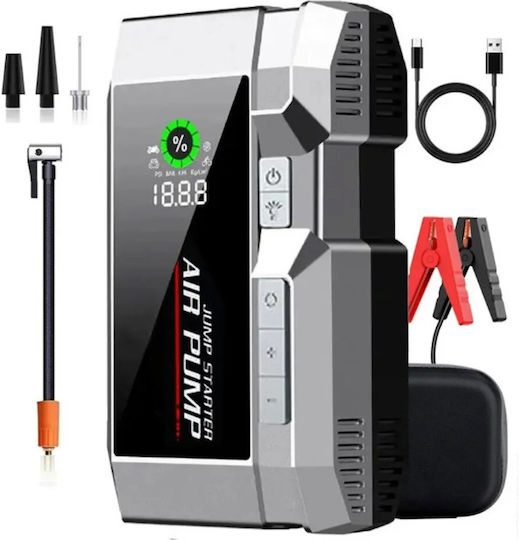 Portable Car Battery Starter with Power Bank Pump Flashlight 12V