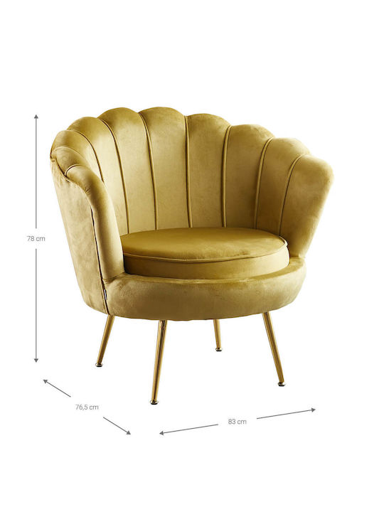 Moli Πολυθρόνα Βελούδινη Κίτρινη 83x76.5x78cm