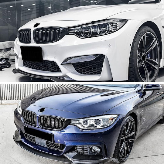 Капаци За Огледала В Стил Batman Двойни Бъбрековидни Решетки Подходящи За BMW Серия 4 F32 F33 F36 2013-2017 Черен Гланц