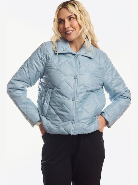 Kurze Damenjacke Für Frühling - Herbst Hellblau