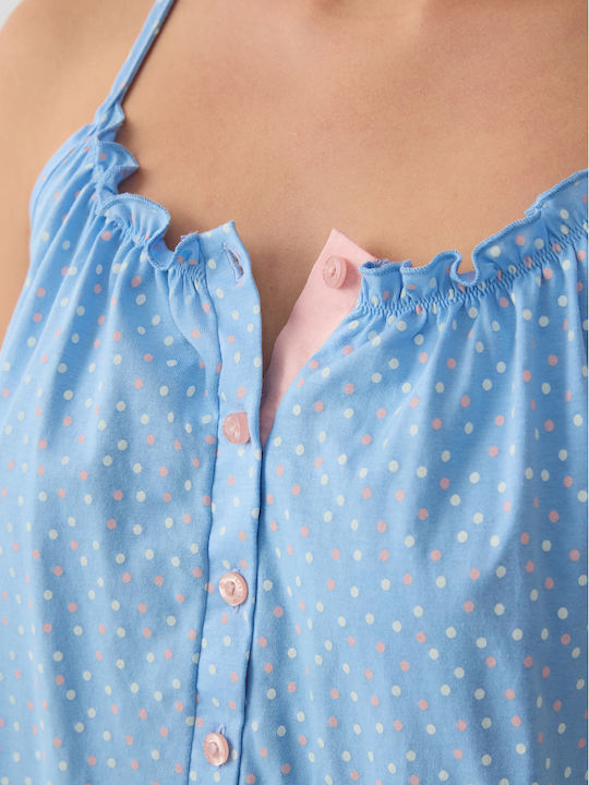 Minerva Summer Cotton Women's Light Blue Nightgown