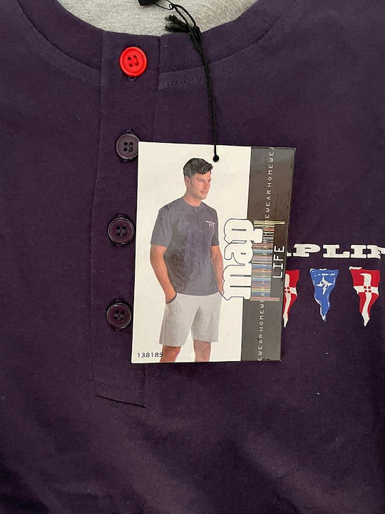 Sommer Herrenpyjama Bluse Dunkelblau