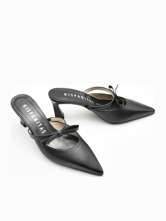 Flat Δερμάτινα Mules σε Μαύρο Χρώμα