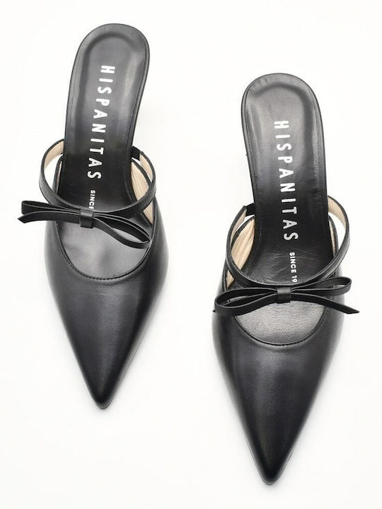 Flat Δερμάτινα Mules σε Μαύρο Χρώμα