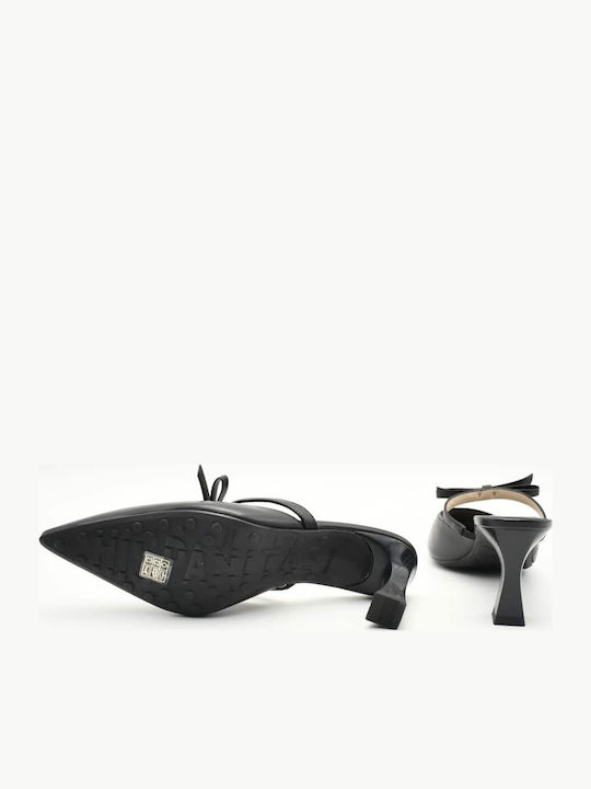 Flat Δερμάτινα Mules σε Μαύρο Χρώμα