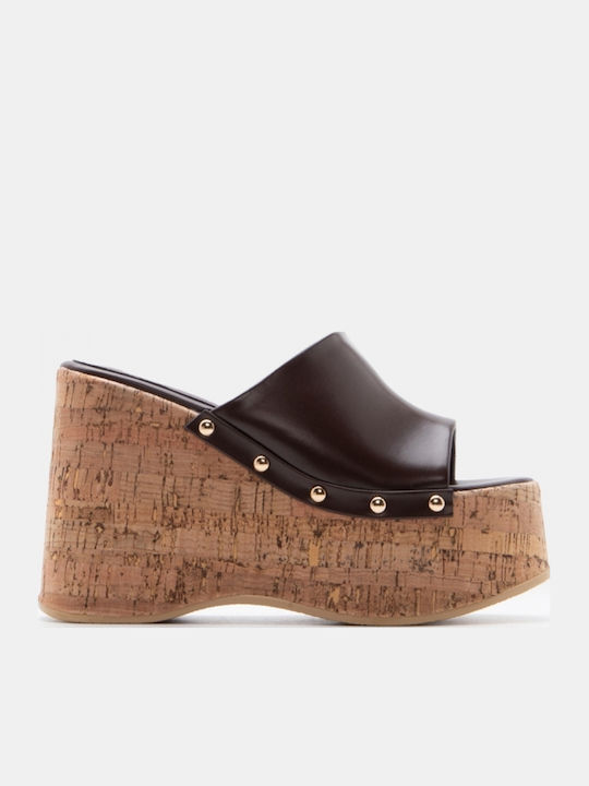 Mules With High Heel In Brown Colour