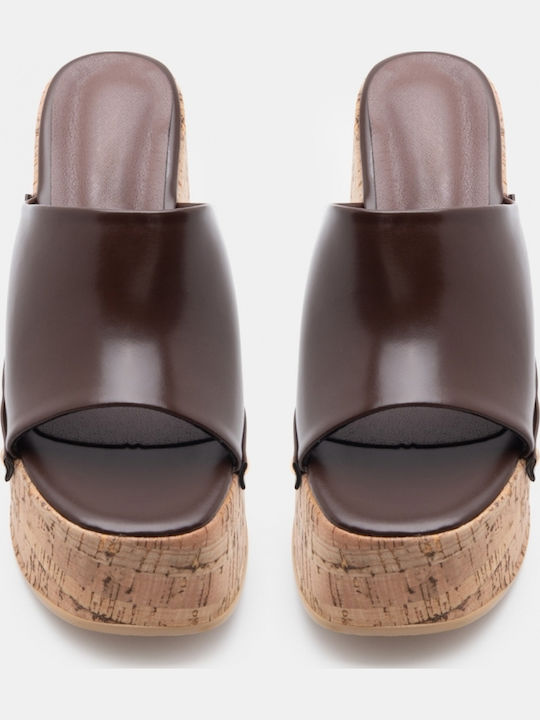 Mules With High Heel In Brown Colour