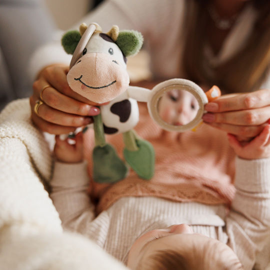 Babyono Κρεμαστό Παιχνίδι Κούνιας και Καροτσιού με Μασητικό Αγελάδα Bingo για Νεογέννητα